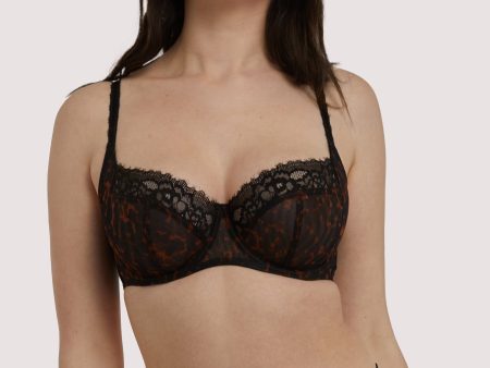 Rosalyn Black Tortoise Shell Lace Full Cup Bra For Discount