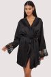 Eleanor Black Satin & Embroidery Robe Hot on Sale