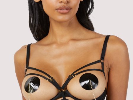 Sarah Black Open Cup Strappy Bra Sale