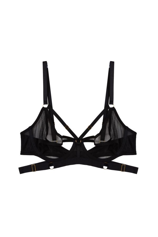 Alexa Black Mesh Overlay Thick Strap Bra Discount