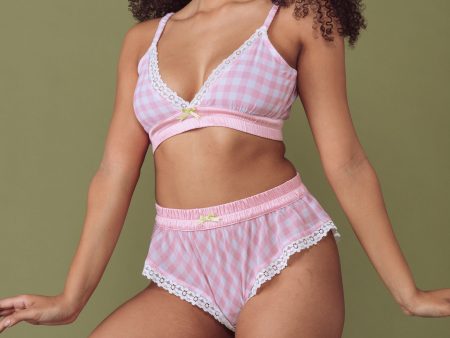 Pink Gingham Triangle Bralette Online now