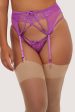 Rosanna Purple Embroidery Suspender Belt Fashion