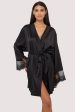 Eleanor Black Satin & Embroidery Robe Hot on Sale