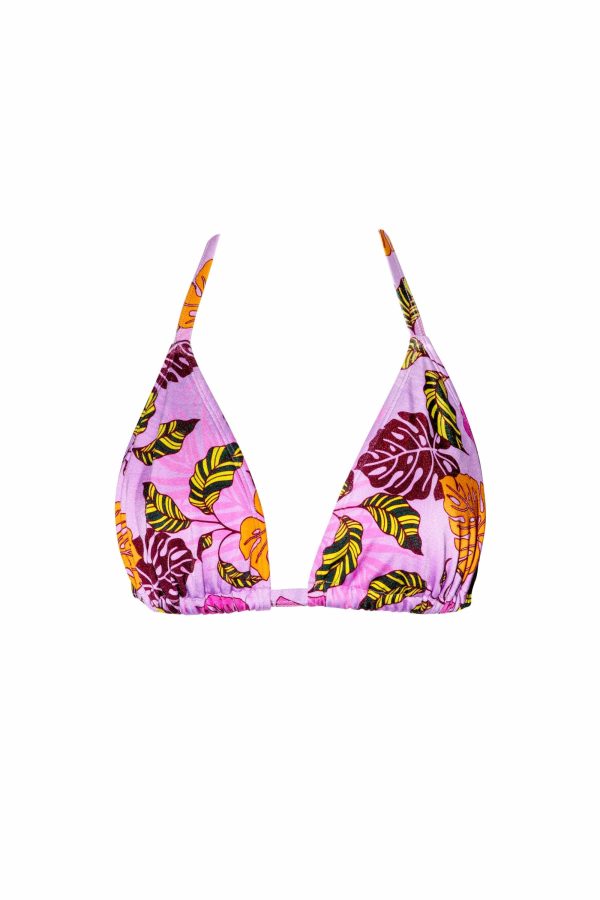 Riley Fuller Bust Mix & Match Pink Palm Print Triangle Bikini Top Cheap