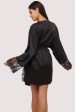 Eleanor Black Satin & Embroidery Robe Hot on Sale