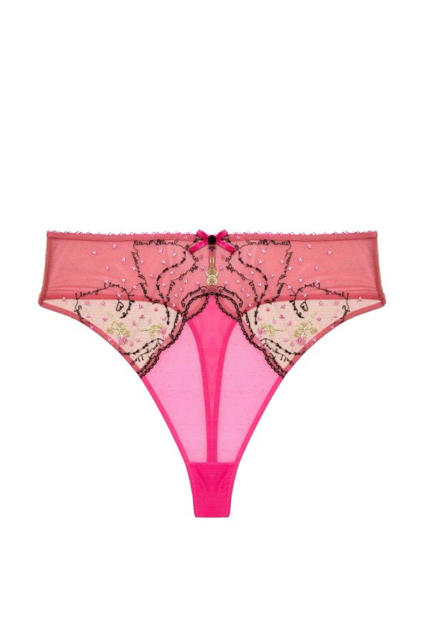 Spank Me Pink and Nude Custom Embroidery High waist Thong Online Sale