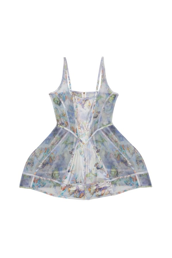 Gracie Renaissance Print Boned Underbust Mesh Mini Dress Online now