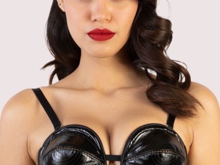 Genevieve Black PVC Overwire Bra Cheap