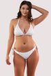 Zoe Mix & Match White Floral Texture Tie Side Bikini Bottom Online Sale