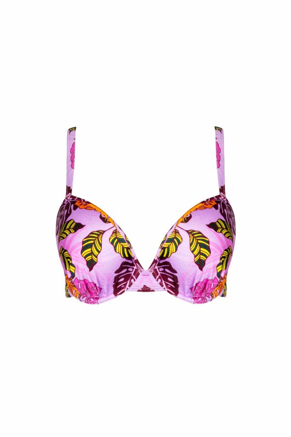 Riley Fuller Bust Mix & Match Pink Palm Print Plunge Bikini Top Online Hot Sale