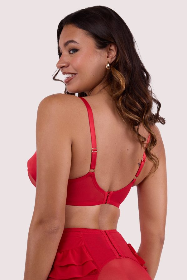 Annette Red Satin Bow Cup Bra Cheap