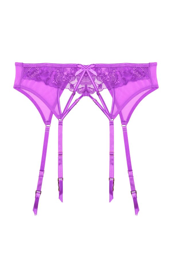 Rosanna Purple Embroidery Suspender Belt Fashion