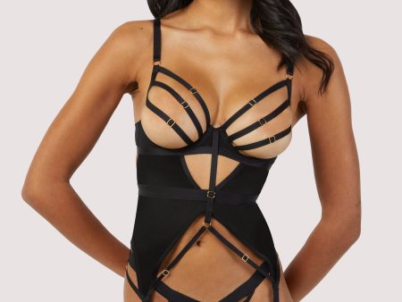 Chantal Black Wired Mesh Basque with Leg Harness Supply