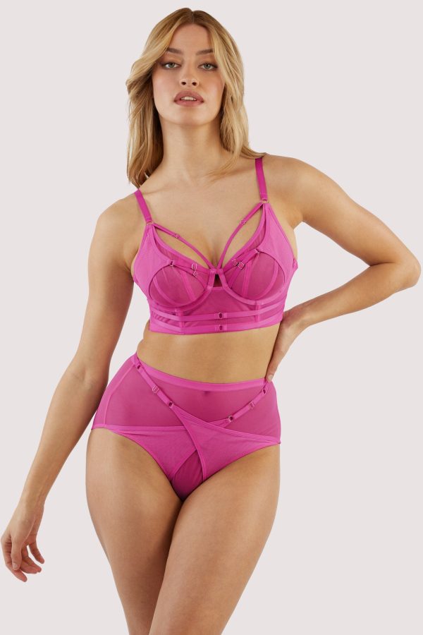 Eddie Magenta Crossover Wrap Bra Discount