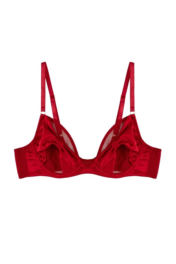 Annette Red Satin Bow Cup Bra Cheap