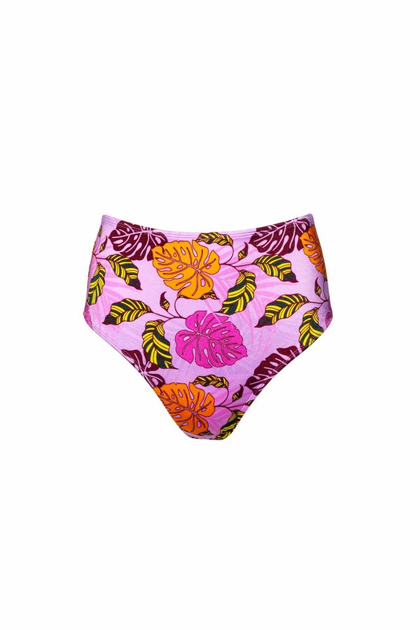 Riley Mix & Match Pink Palm Print High Waisted Bikini Bottom Online Sale