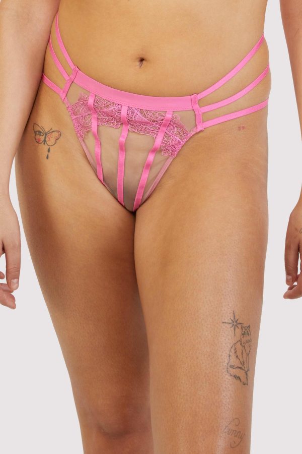 Tasha Pink Illusion Mesh Thong Cheap