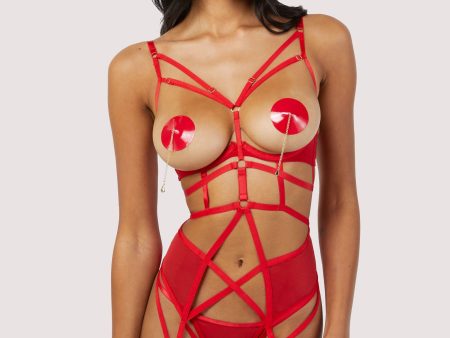 Sarah Red Open Cup Strappy Body Cheap