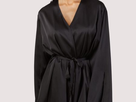 Rosie Black Satin and Lace Robe Discount