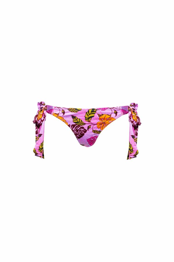 Riley Mix & Match Pink Palm Print Tie Side Bikini Bottom For Discount