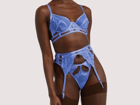 Claire Blue Caged Lace Suspender Online now