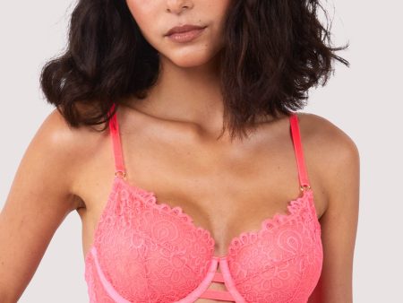 Branded Hot Pink Lace Bra For Discount