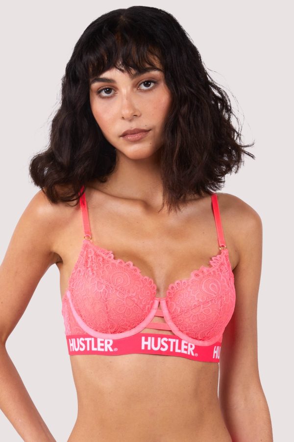 Branded Hot Pink Lace Bra For Discount