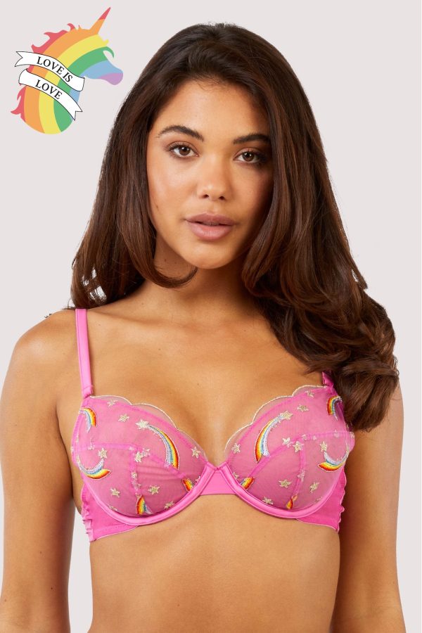 Coccinelle Rainbow Shooting Star Pride Embroidery Plunge Bra Supply