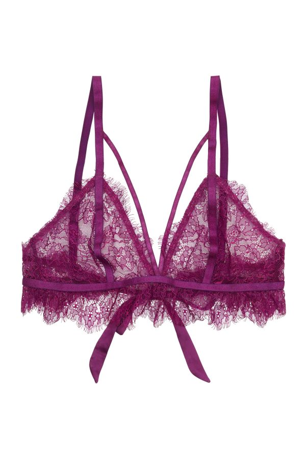 Bryn Purple Lace frill triangle bra Cheap