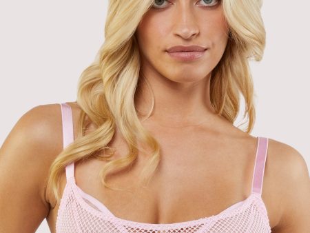 Greta Pink Cut Out Fishnet Bra For Discount