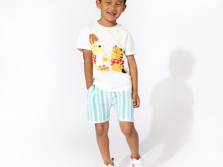 Blue Stripes Bamboo Terry Kids Daywear Shorts Hot on Sale