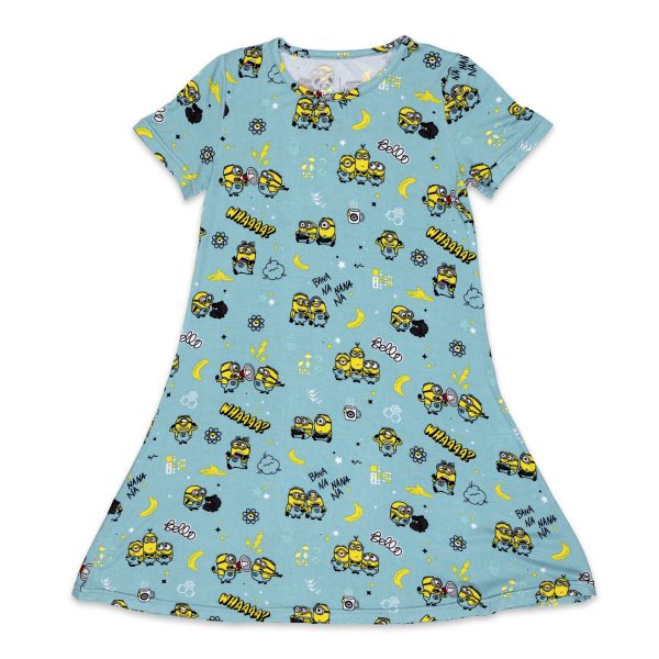 Minions Bello Banana Bamboo Girls  Short Sleeve Dress Hot on Sale