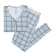 Holiday Plaid Blue Bamboo Women s Pajama Set on Sale