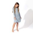 Holiday Plaid Blue Bamboo Girls  Long Sleeve Dress Online Sale