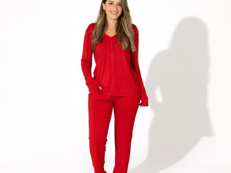 Winterberry Red Bamboo Women s Pajama Set Cheap