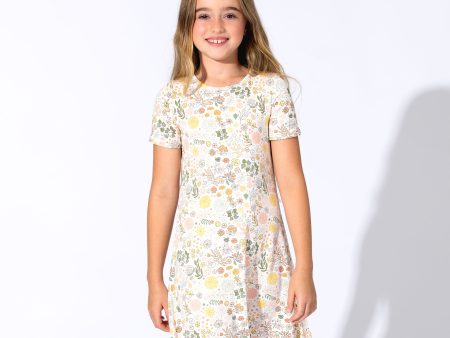 Fall Floral Bamboo Girls  Short Sleeve Dress For Discount