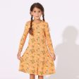 Pumpkin Bamboo Girls  Long Sleeve Dress Online Sale