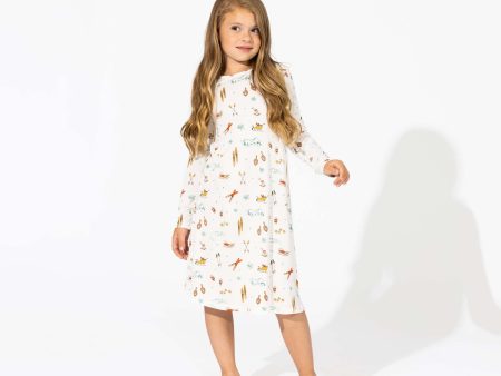 Vintage Holiday Bamboo Girls  Long Sleeve Dress on Sale