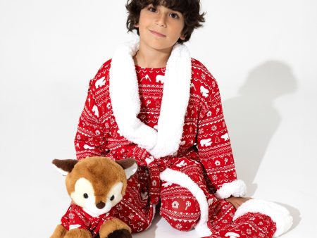 Polar Isle Red Bamboo Kids  Bamboo Sherpa Robe Online now