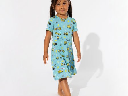 Minions Bello Banana Bamboo Girls  Short Sleeve Dress Hot on Sale