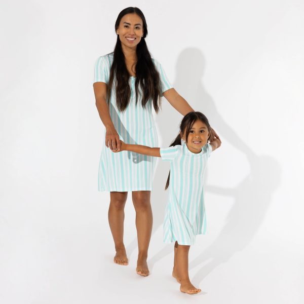 Slumber Stripes Bamboo Girls  Short Sleeve Dress Hot on Sale