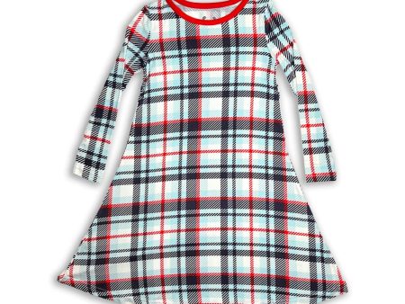 Original Holiday Plaid Bamboo Girls  Long Sleeve Dress Online Hot Sale