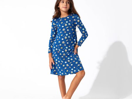 Hanukkah Cookies Bamboo Girls  Long Sleeve Dress For Cheap