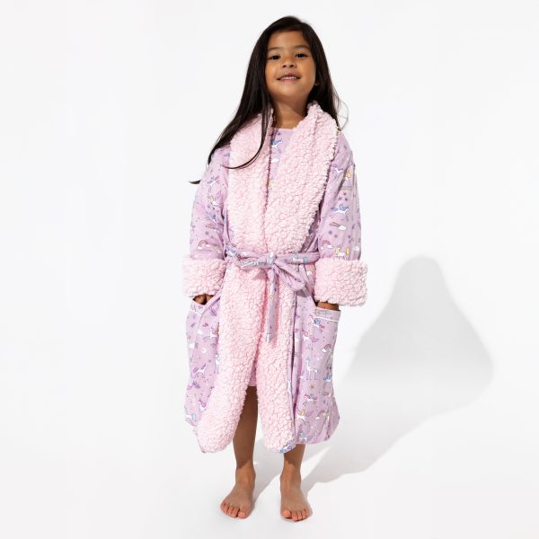 Enchanted Unicorn Bamboo Kids Sherpa Robe Online Sale