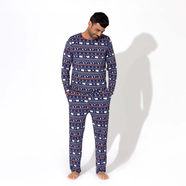 Polar Isle Blue Bamboo Men s Pajama Set For Cheap