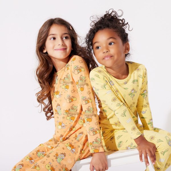 Pumpkin Bamboo Girls  Long Sleeve Dress Online Sale