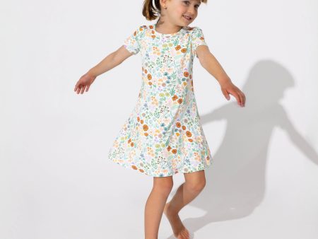 Summer Floral Bamboo Girls  Short Sleeve Dress Cheap