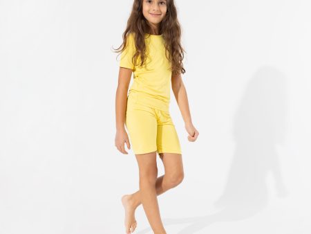 Sunshine Yellow Bamboo Kids Pajama Short Set Hot on Sale