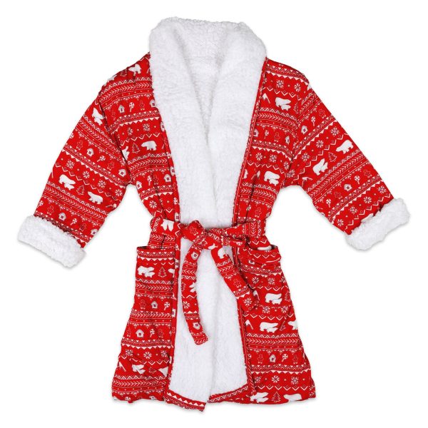 Adult Polar Isle Red Bamboo Sherpa Robe For Sale