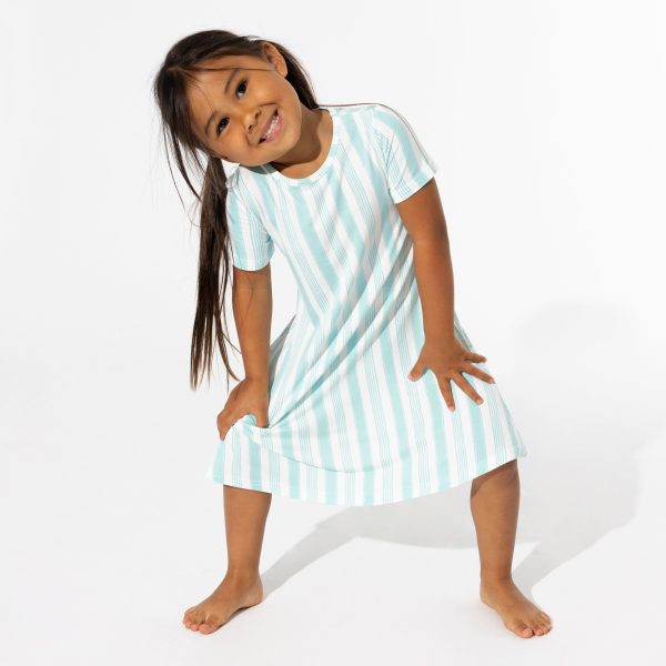 Slumber Stripes Bamboo Girls  Short Sleeve Dress Hot on Sale